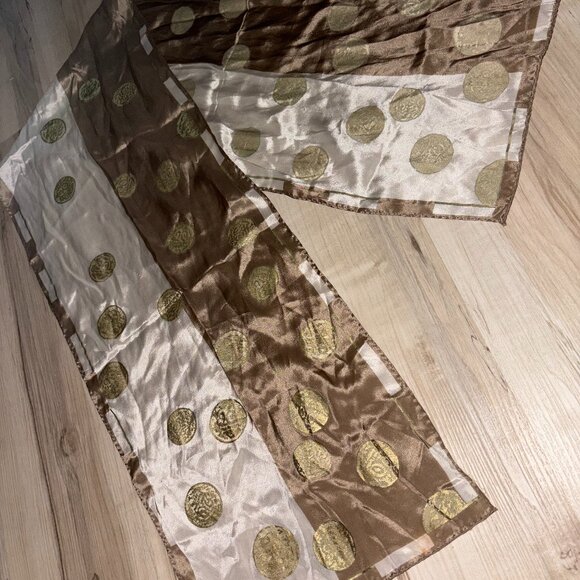 Vintage Anne Klein Silk Scarf with Gold Accents - Picture 7 of 9